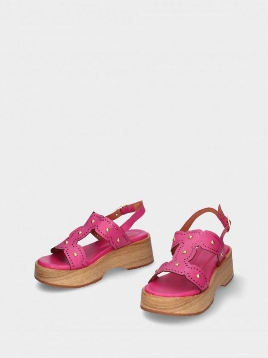 Calcado LUCIA | Sandalia Rosa Com Cunha Baixa Lucia 02
